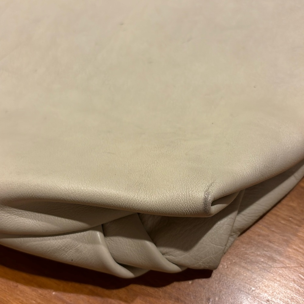 MARNI HOBO TOTE BAG SIDE CINCH SAND & BLACK LEATHER ZIP CLOSURE BOHO ITALY LUX🖤 - Picture 4 of 17